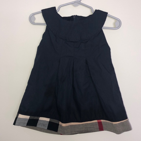 Navy dress with plaid trim - Picture 1 of 1
